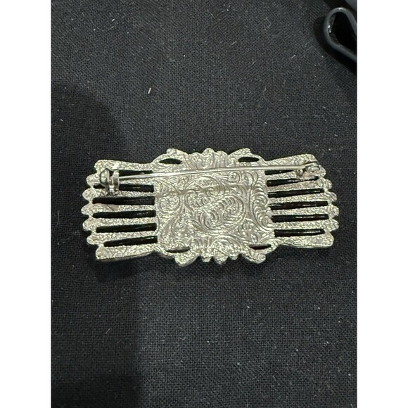 Lot of 3 Vintage Art Deco Style Brooches: MOP, Black Bar, Champagne Rhinestone - Picture 5 of 16